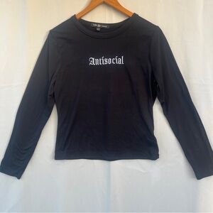 Antisocial‎ Embroidered Black Long Sleeve Top